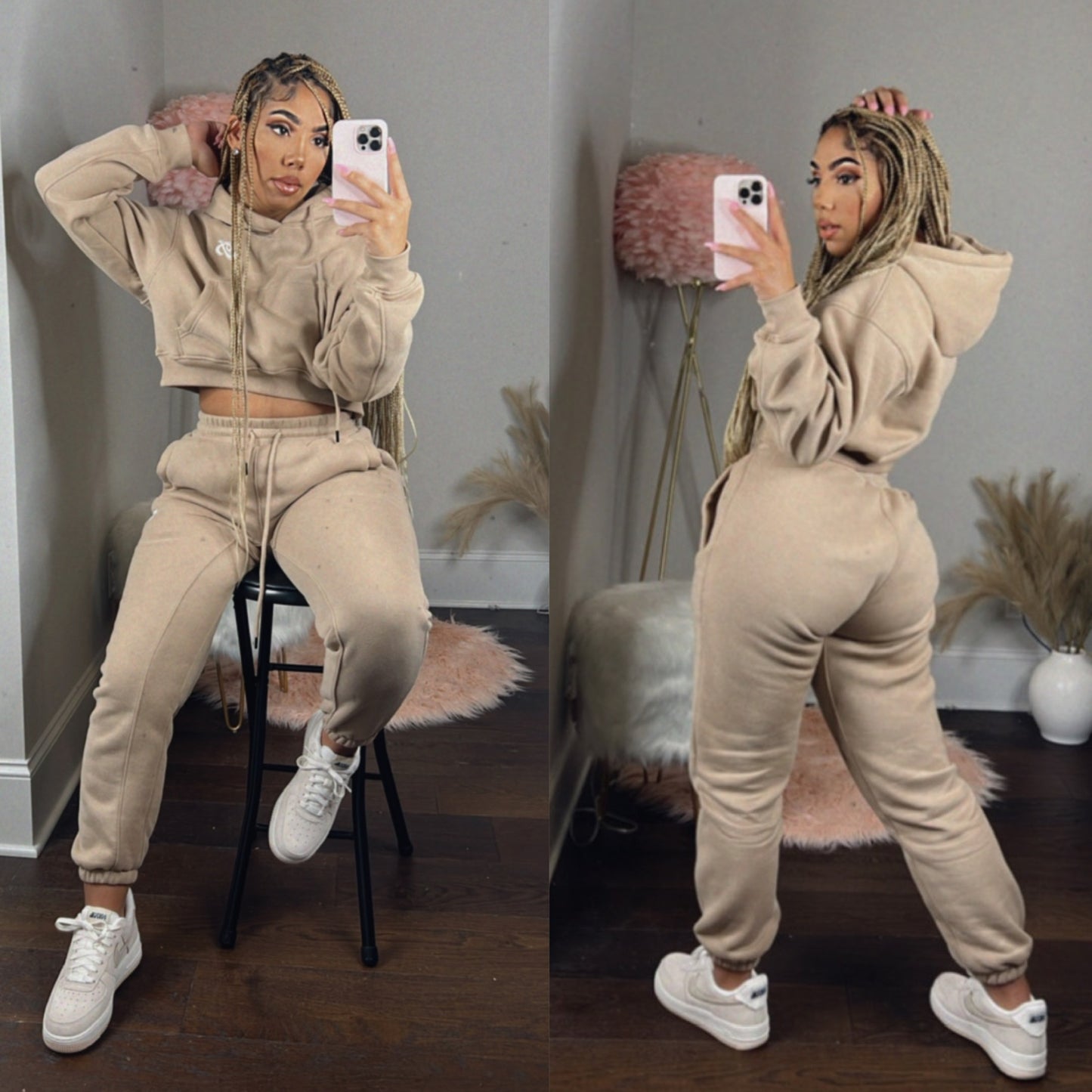 Cropped Hoodie + Sweats Set