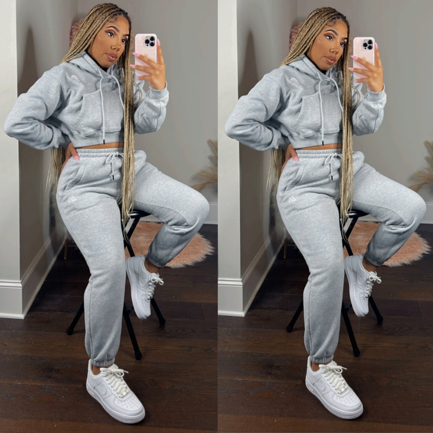 Cropped Hoodie + Sweats Set